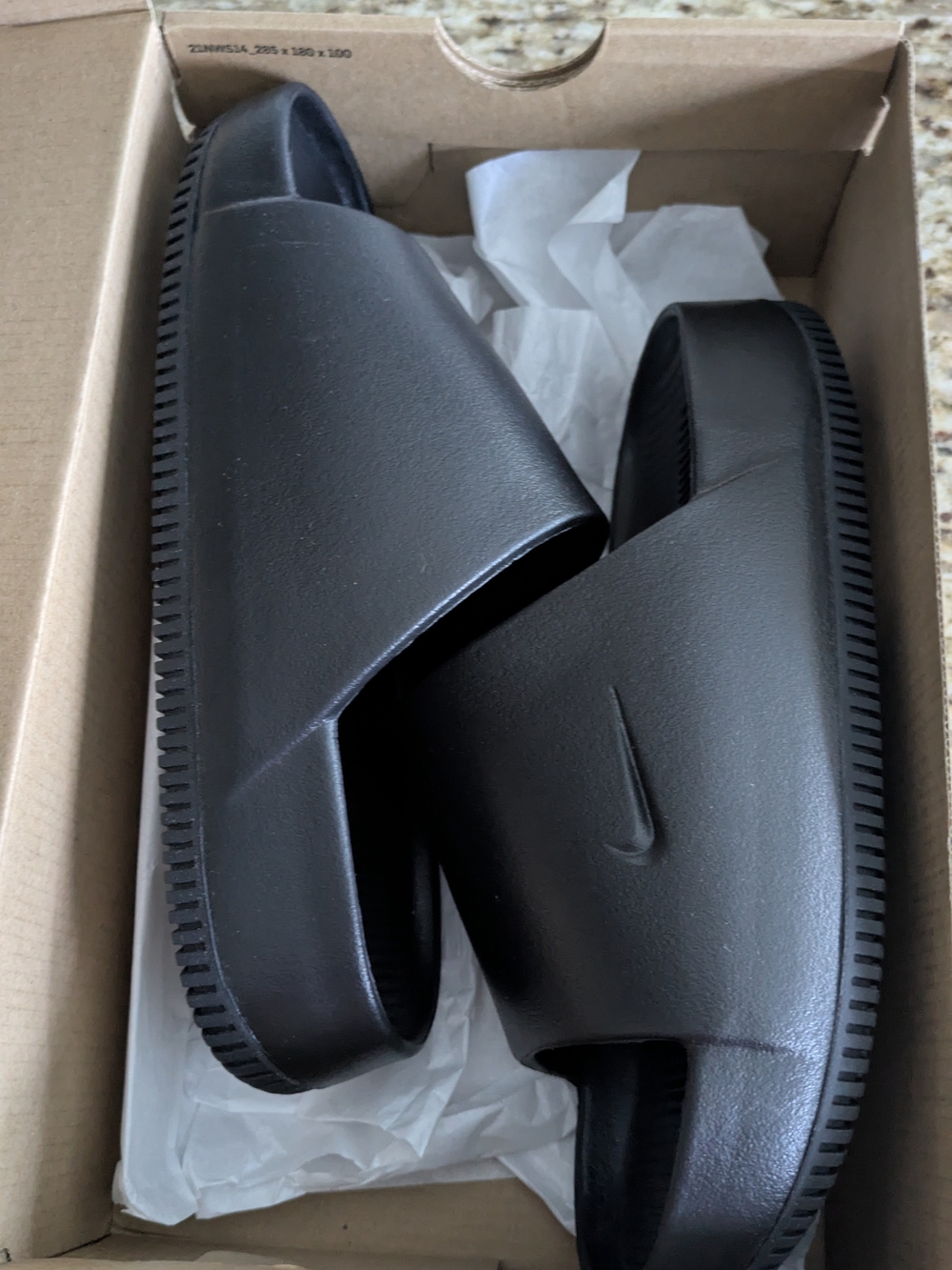 Nike Calm Slide Sandal Black Solid Logo Slip-On Synthetic US 6 UK 4.5 EU 37.5